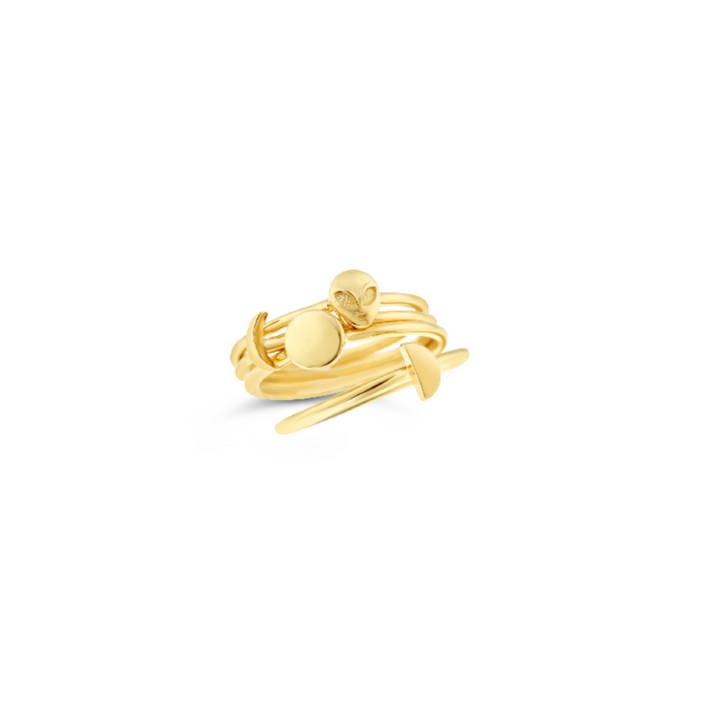 14k Gold Crescent Moon Stackable Ring – Joni Disco
